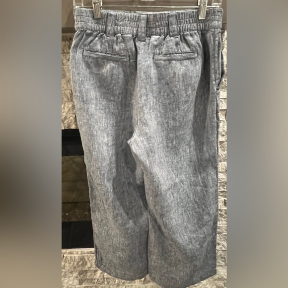 Lands' End size 6P Blue Linen Mid rise capri straight pants - Picture 6 of 11